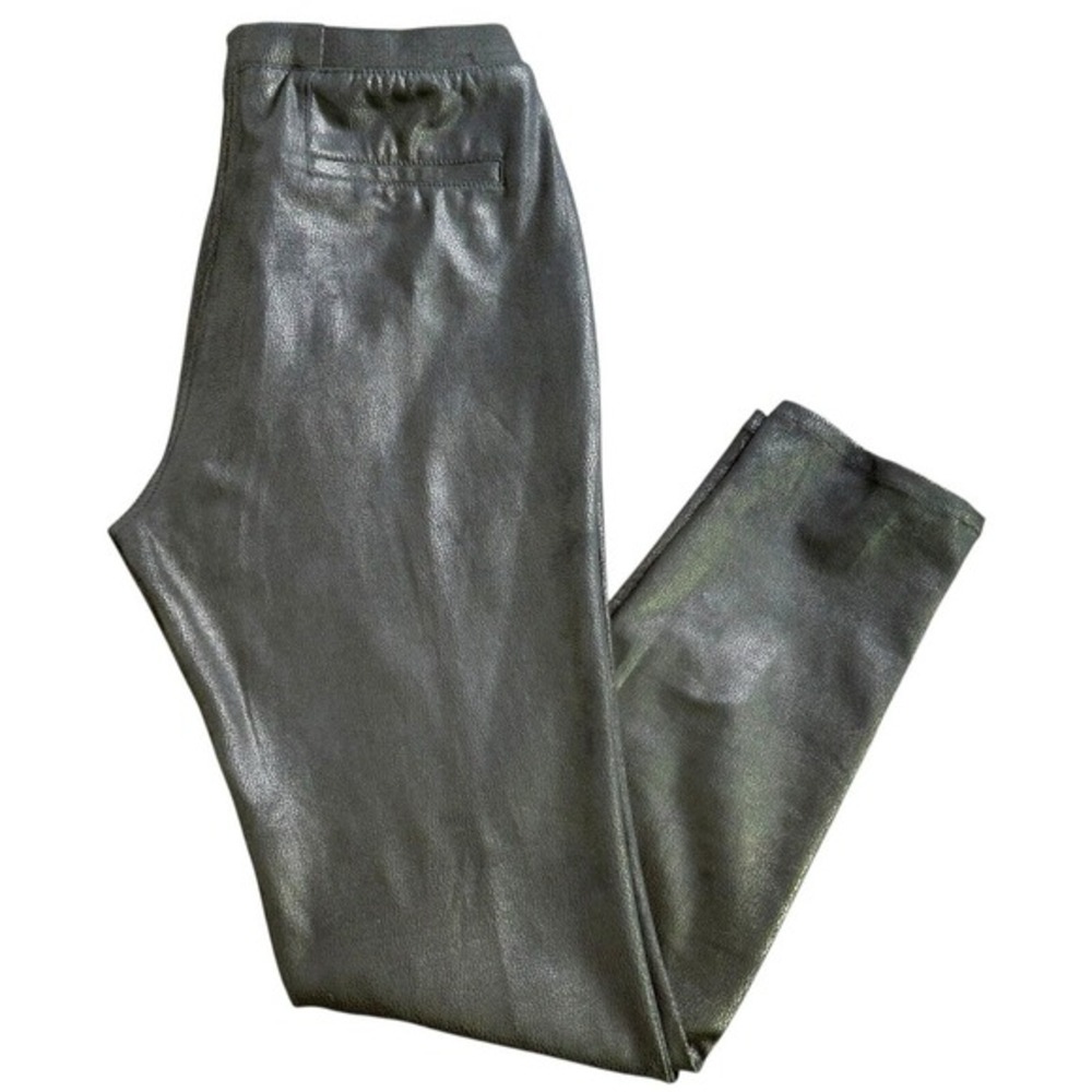 ABS‎ Platinum Faux Black Leather Stretch Waist Pockets Women Pants Size 8